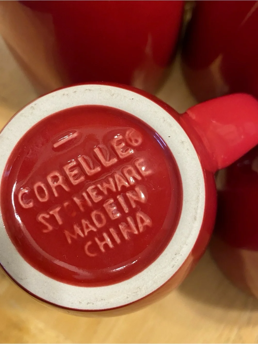 Corelle Red Stoneware Coffee Mugs - Set of 4